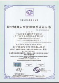 職業(yè)健康安全管理體系認(rèn)證證書(shū)